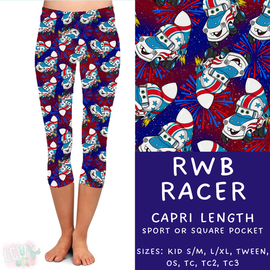 Batch #338 - Magical 4th of July - Closes 5/7 - ETA mid June - RWB Racer Capri Length Leggings