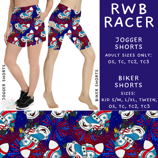 Batch #338 - Magical 4th of July - Closes 5/7 - ETA mid June - RWB Racer Biker & Jogger Shorts
