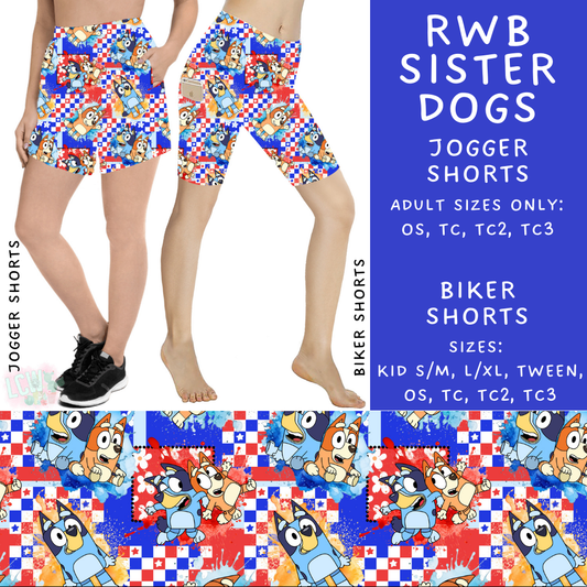 Batch #336 - RWB Characters - Closes 5/7 - ETA mid June - RWB Sister Dogs Biker & Jogger Shorts