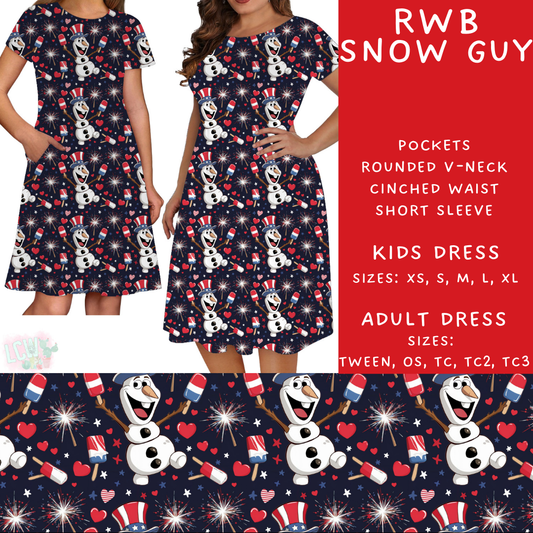 Batch #338 - Magical 4th of July - Closes 5/7 - ETA mid June - RWB Snow Guy Adult & Kids Dresses