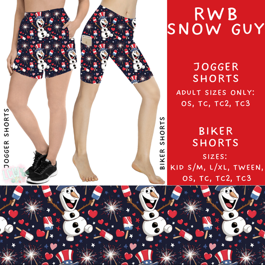Batch #338 - Magical 4th of July - Closes 5/7 - ETA mid June - RWB Snow Guy Biker & Jogger Shorts