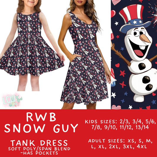 Batch #338 - Magical 4th of July - Closes 5/7 - ETA mid June - RWB Snow Guy Women's & Girl's Tank Dress