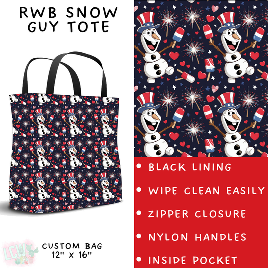 Batch #338 - Magical 4th of July - Closes 5/7 - ETA mid June - RWB Snow Guy Tote