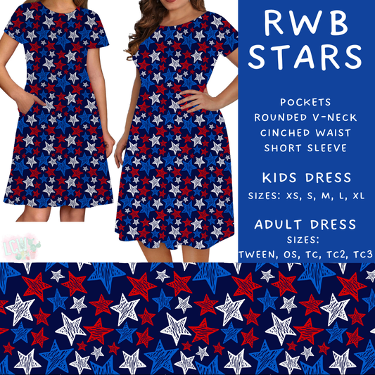 Batch #337 - USA Faves - Closes 5/7 - ETA mid June - RWB Stars Adult & Kids Dresses