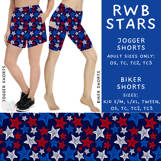 Batch #337 - USA Faves - Closes 5/7 - ETA mid June - RWB Stars Biker & Jogger Shorts