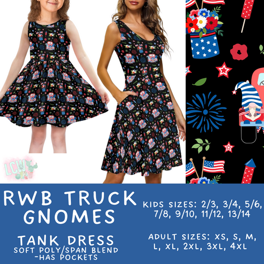Batch #335 - RWB Tank Dresses - Closes 5/8 - ETA mid June - RWB Truck Gnomes Women's & Girl's Tank Dress