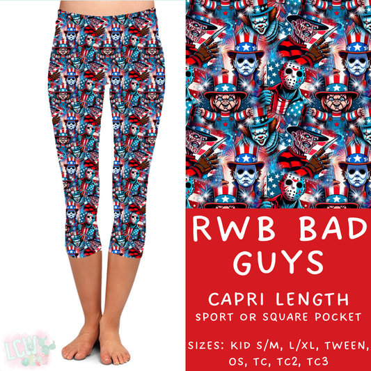 Batch #336 - RWB Characters - Closes 5/7 - ETA mid June - RWB Bad Guys Capri Length Leggings