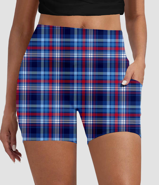 RTS - RWB Plaid Biker Shorts w/ Pockets