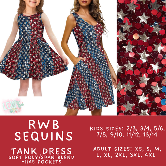 Batch #335 - RWB Tank Dresses - Closes 5/8 - ETA mid June - RWB Sequins Women's & Girl's Tank Dress