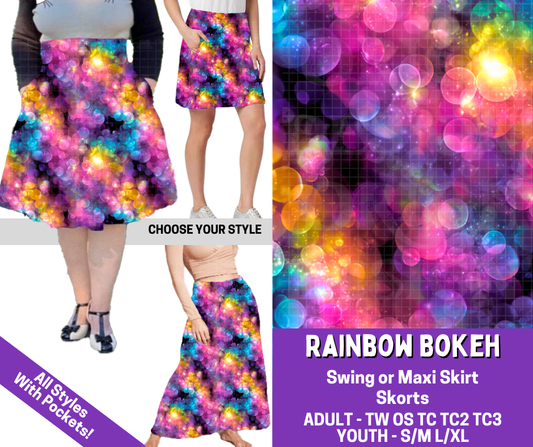 Preorder! Closes 5/27. ETA Aug. Rainbow Bokeh Combo Skort/Skirt Lengths