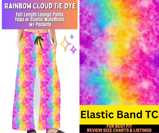 Rainbow Cloud Tie Dye Lounge Pants Choose Fleece or Traditional - Alonna's Legging Land