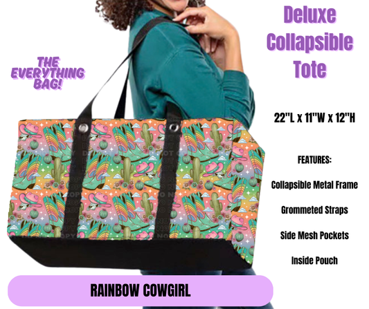 Preorder! Closes 5/19. ETA August. Rainbow Cowgirl Collapsible Tote