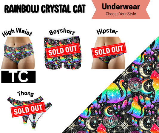 Rainbow Crystal Cat High Waist Underwear