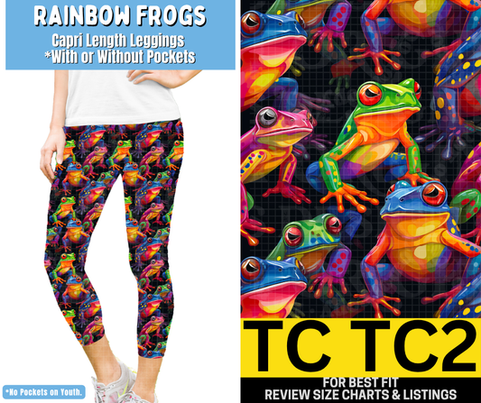 Rainbow Frogs Capri Length Leggings w/ Pockets