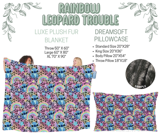 Preorder! Closes 10/9. ETA Dec. Rainbow Leopard Trouble Luxe Plush Fur Blanket and/or DreamSoft Pillowcase