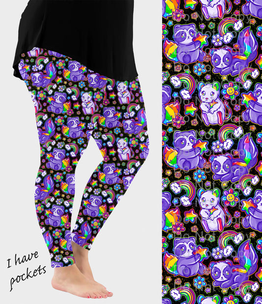 RTS - Rainbow Critters Leggings w/ Pockets - Alonna's Legging Land