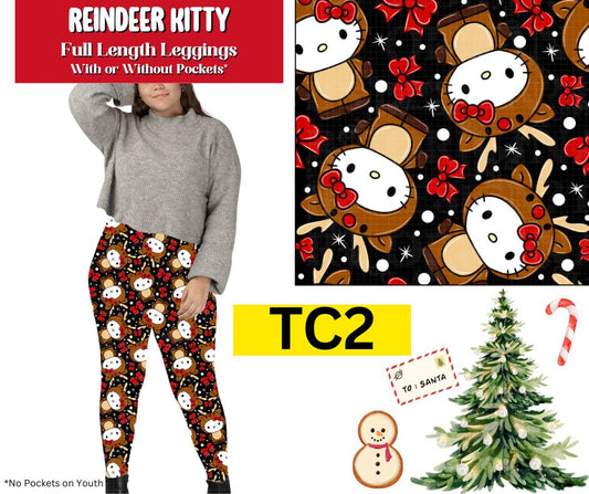 Reindeer Kitty Full Length Leggings w/ Pockets