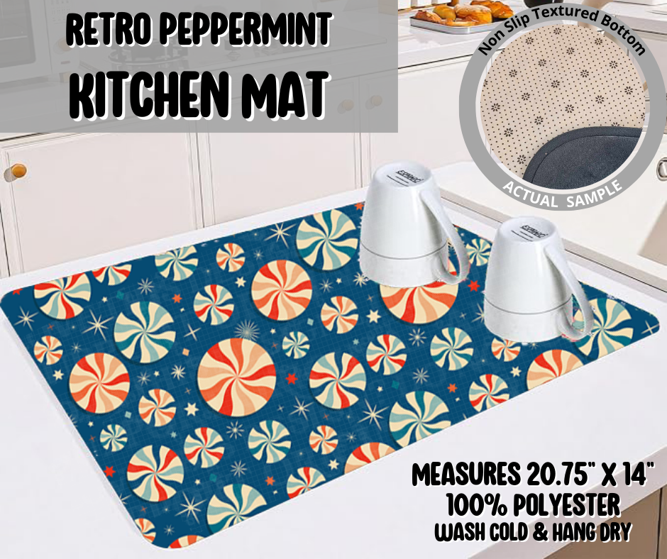 Retro Peppermint Kitchen Mat
