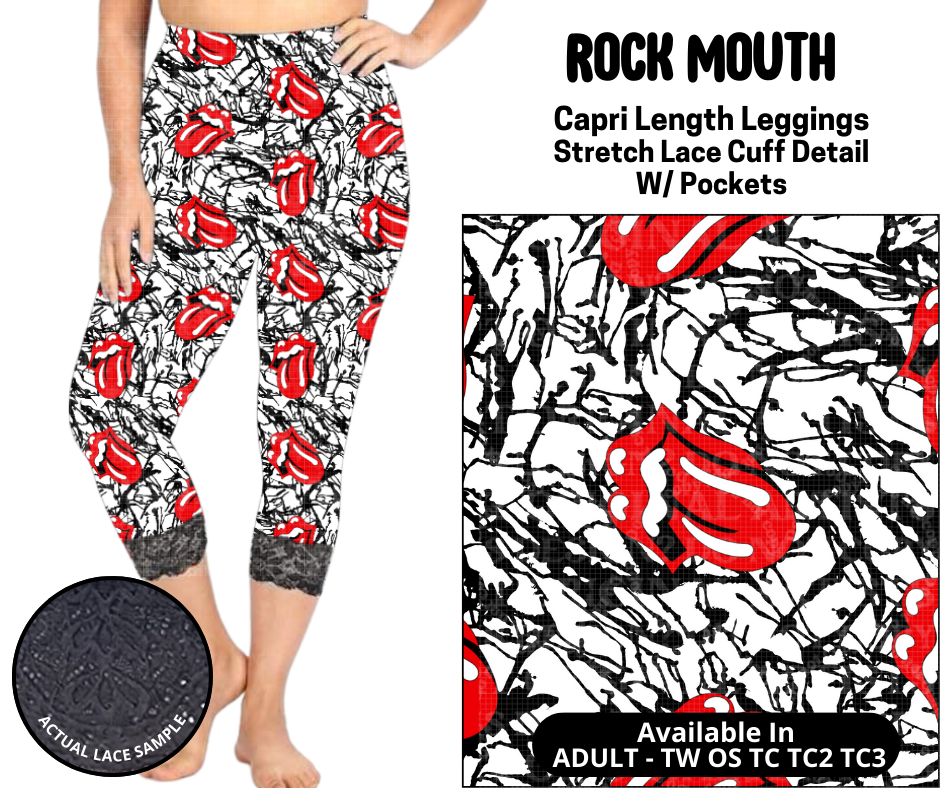 Preorder! Closes 5/12. ETA August. Rock Mouth Lace Cuff Capris w/ Pockets