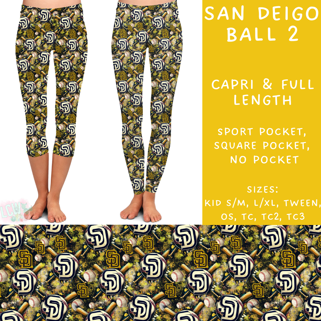 Batch #498 - Strike Out 3 - Closes 3/2 - ETA early May - San Diego Ball 2 Full and Capri Length Leggings - Alonna's Legging Land