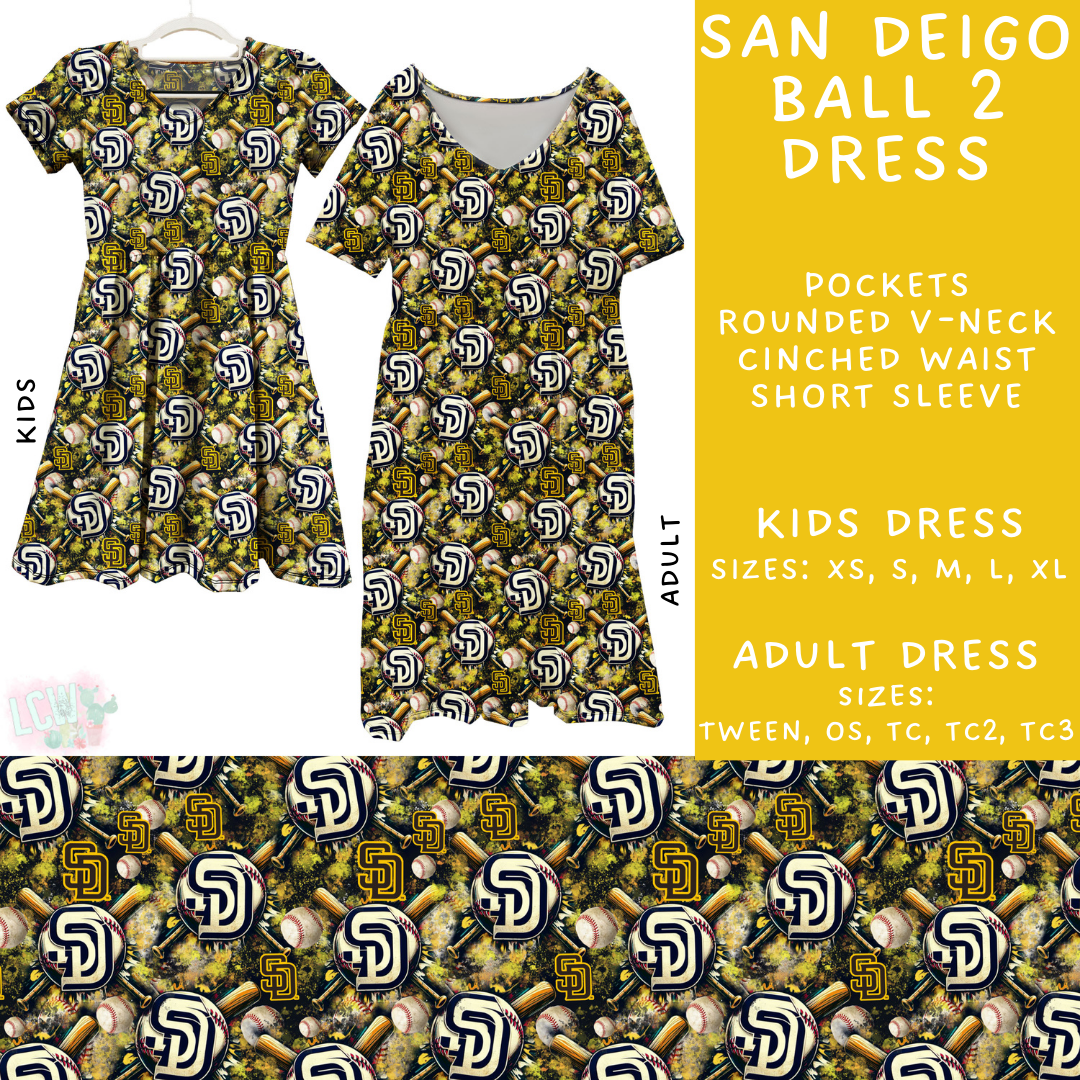 Batch #498 - Strike Out 3 - Closes 3/2 - ETA early May - San Diego Ball 2 Adult & Kids Dresses - Alonna's Legging Land