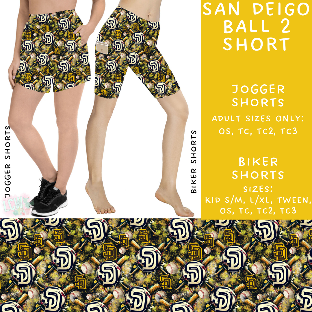 Batch #498 - Strike Out 3 - Closes 3/2 - ETA early May - San Diego Ball 2 Biker & Jogger Shorts - Alonna's Legging Land