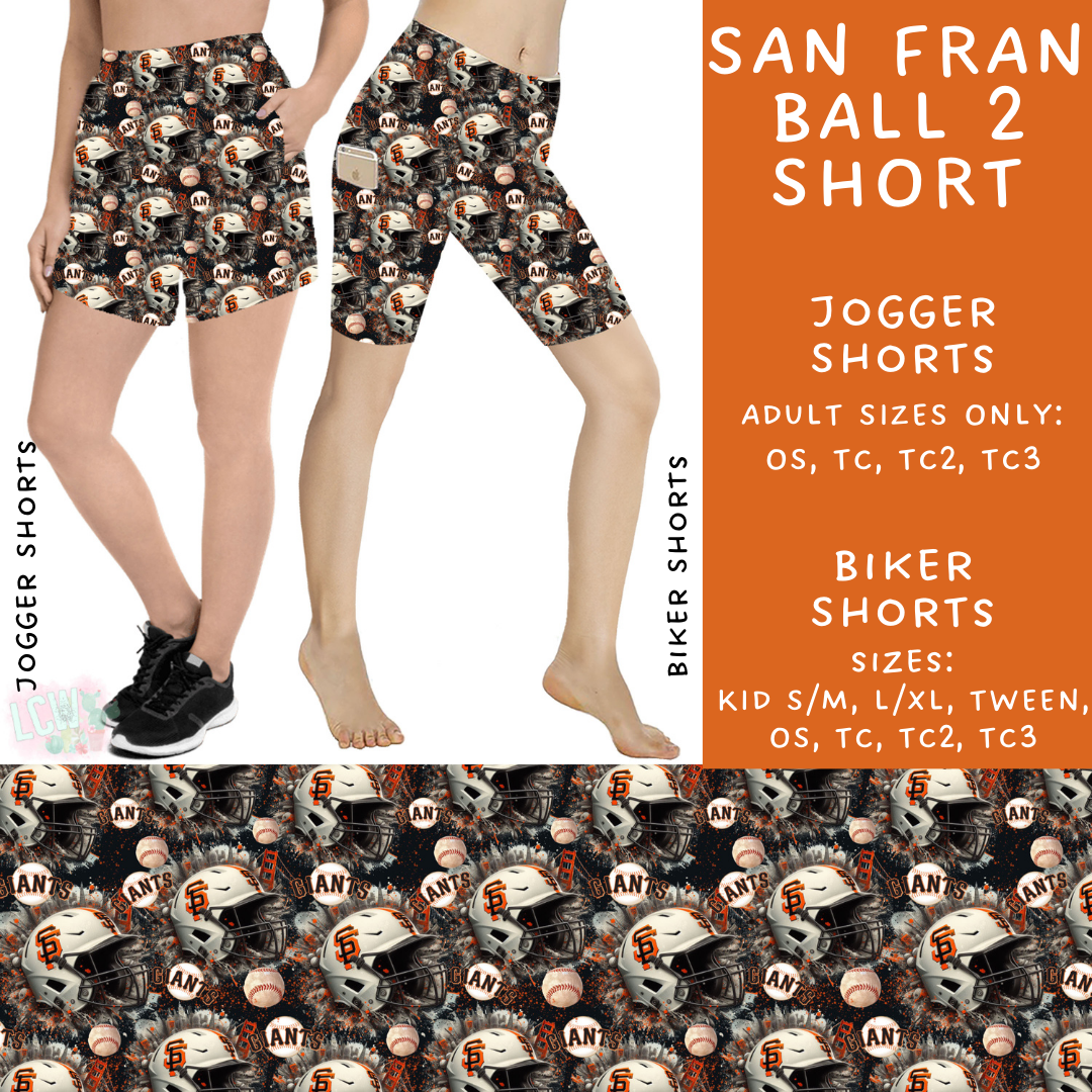 Batch #498 - Strike Out 3 - Closes 3/2 - ETA early May - San Fran Ball 2 Biker & Jogger Shorts - Alonna's Legging Land