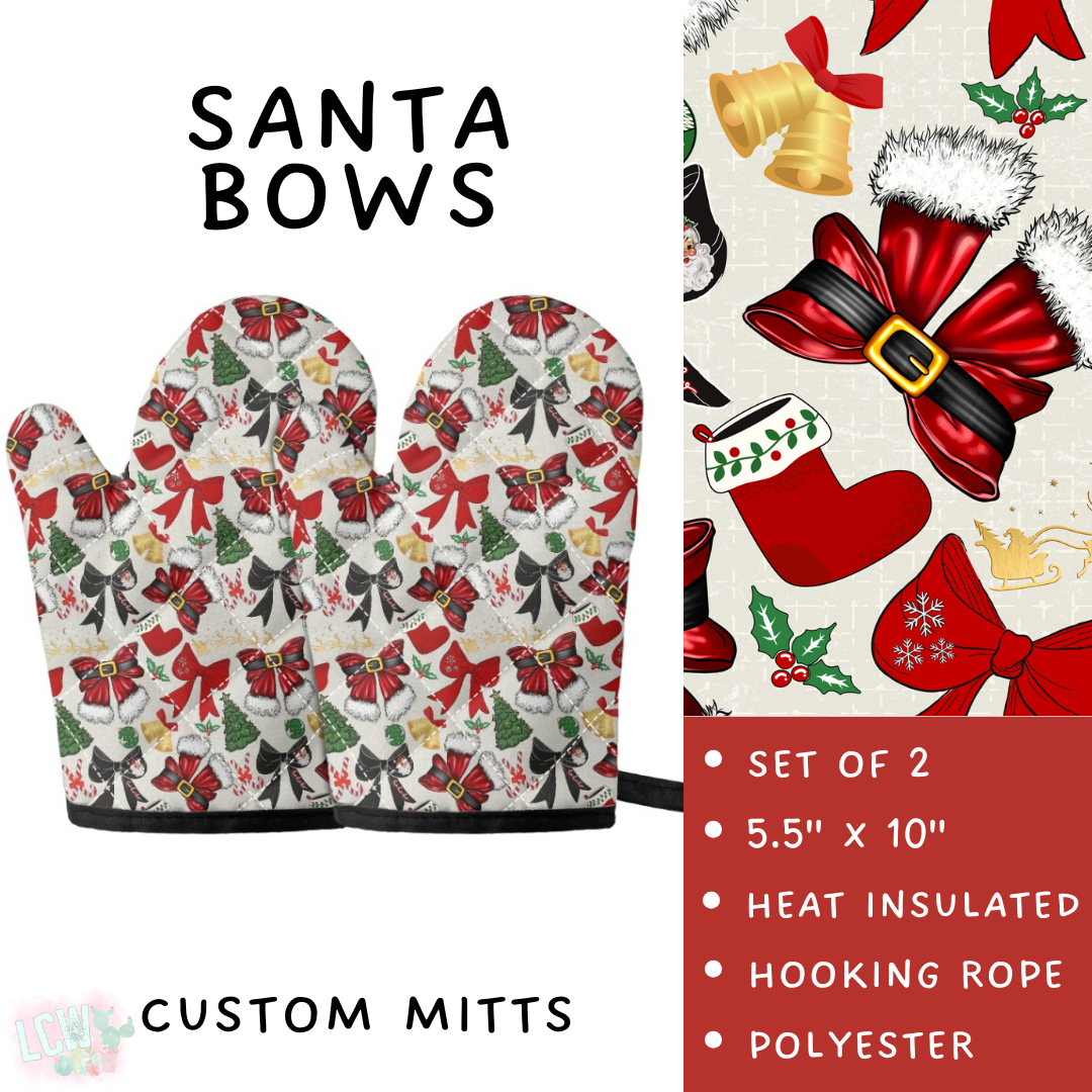 Batch #416 - Baking Spirits Bright 2 - Closes 9/19 - ETA early Nov - Santa Bows Oven Mitts