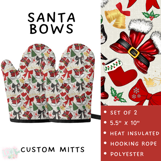 Batch #416 - Baking Spirits Bright 2 - Closes 9/19 - ETA early Nov - Santa Bows Oven Mitts