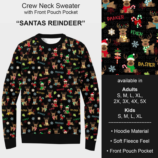 B254 - Preorder Santas Reindeer Sweater w/ Front Pocket (Closes 10/05. ETA early Dec.)