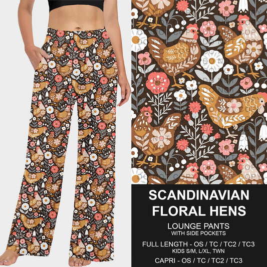B227 - Preorder Scandinavian Floral Hens Lounge Pants (Closes 5/04. ETA: mid July)