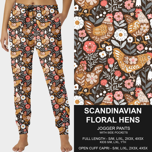 B227- Preorder Scandinavian Floral Hens Joggers (Closes 5/04. ETA: mid July)