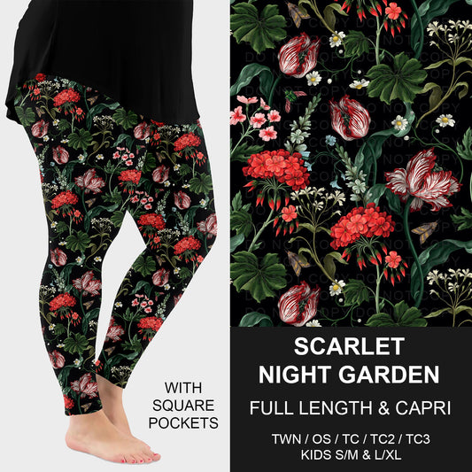 B264 - Preorder Scarlet Night Garden Leggings w/ Pockets (Closes 12/07. ETA: early Feb.)