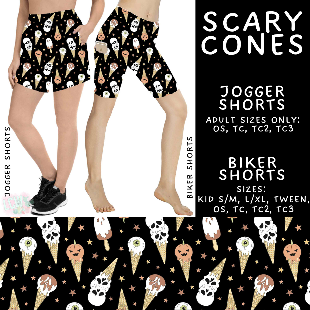 Batch #527 - Spooky Summer 2 - Closes 5/8 - ETA early July - Scary Cones Biker & Jogger Shorts