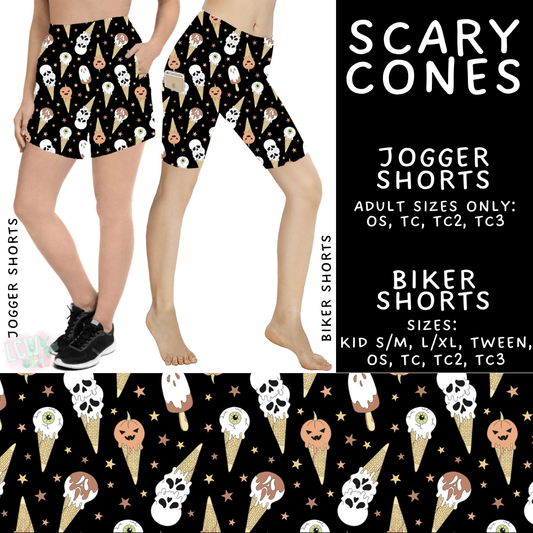 Batch #527 - Spooky Summer 2 - Closes 5/8 - ETA early July - Scary Cones Biker & Jogger Shorts