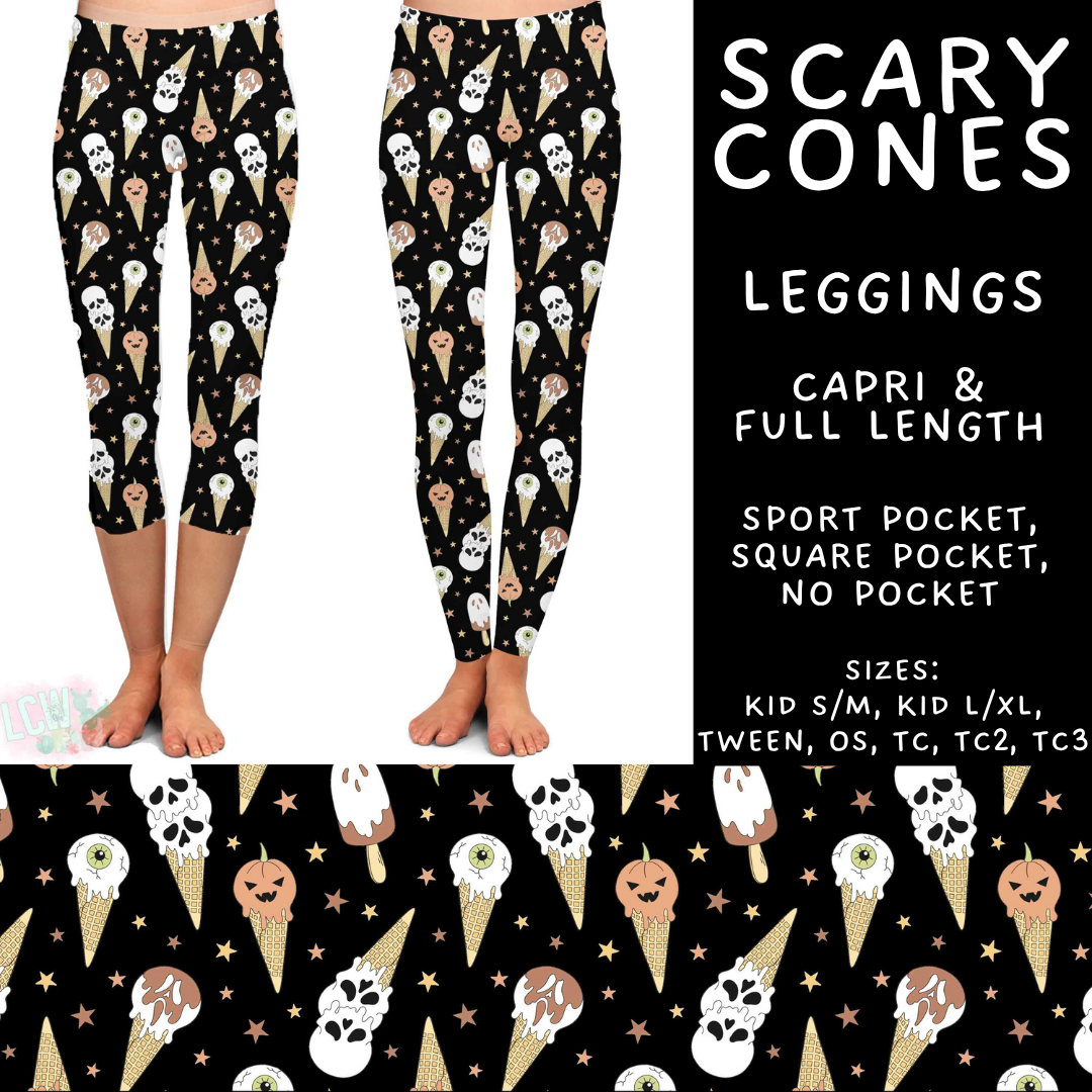 Batch #527 - Spooky Summer 2 - Closes 5/8 - ETA early July - Scary Cones Full and Capri Length Leggings
