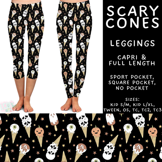 Batch #527 - Spooky Summer 2 - Closes 5/8 - ETA early July - Scary Cones Full and Capri Length Leggings