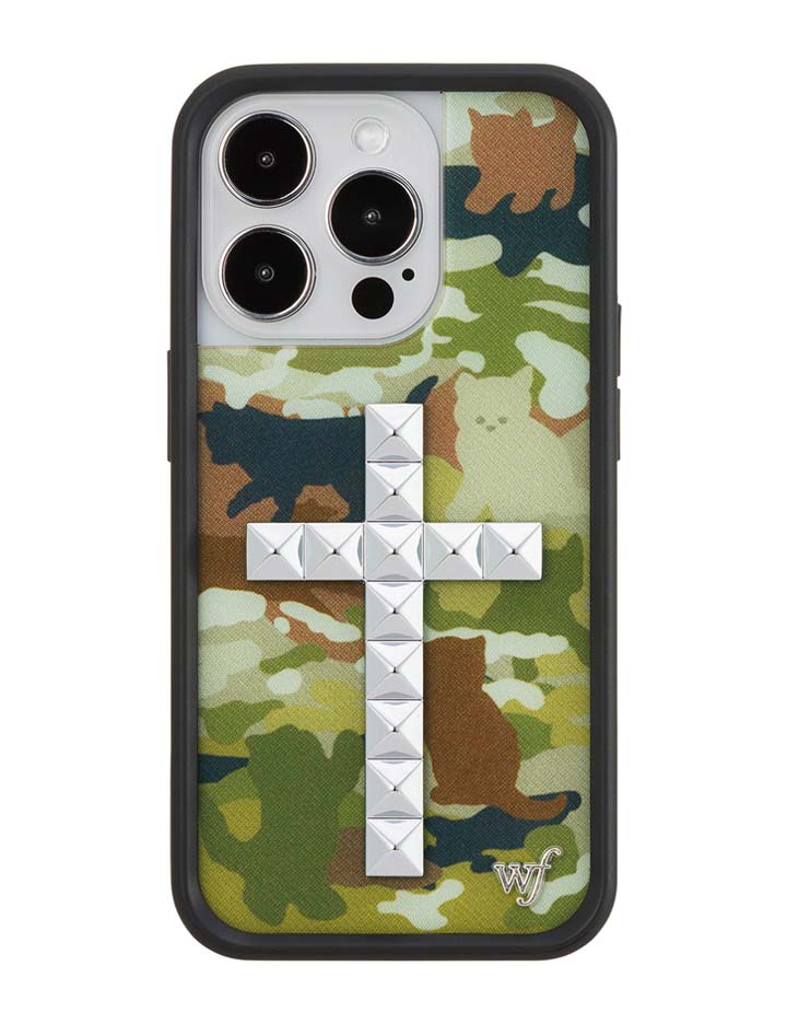 Stud Cross Cat Camo iPhone Case