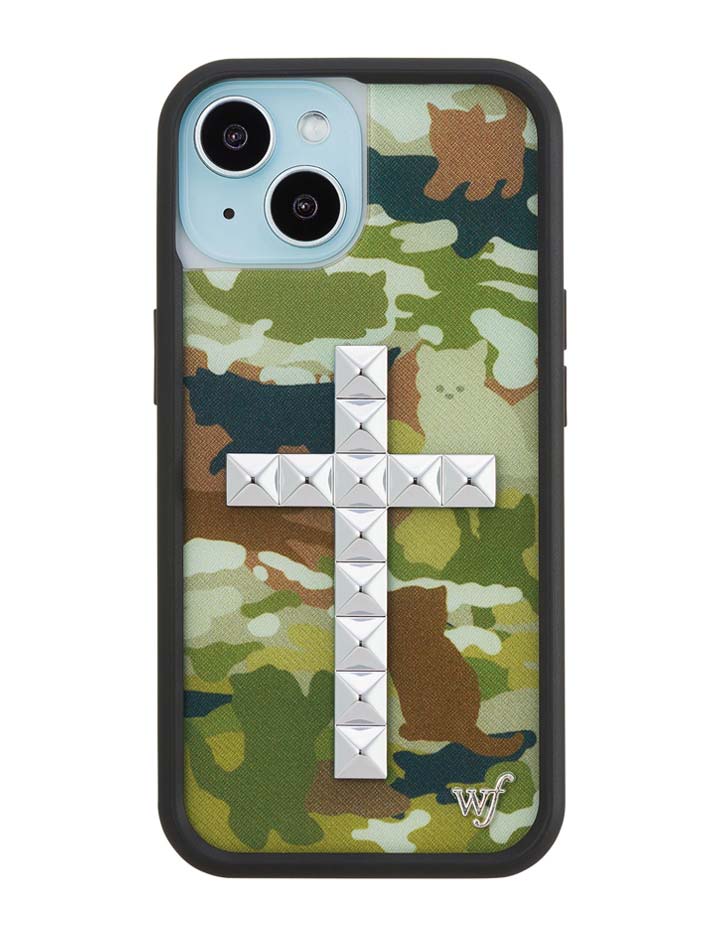 Stud Cross Cat Camo iPhone Case