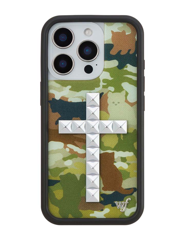 Stud Cross Cat Camo iPhone Case