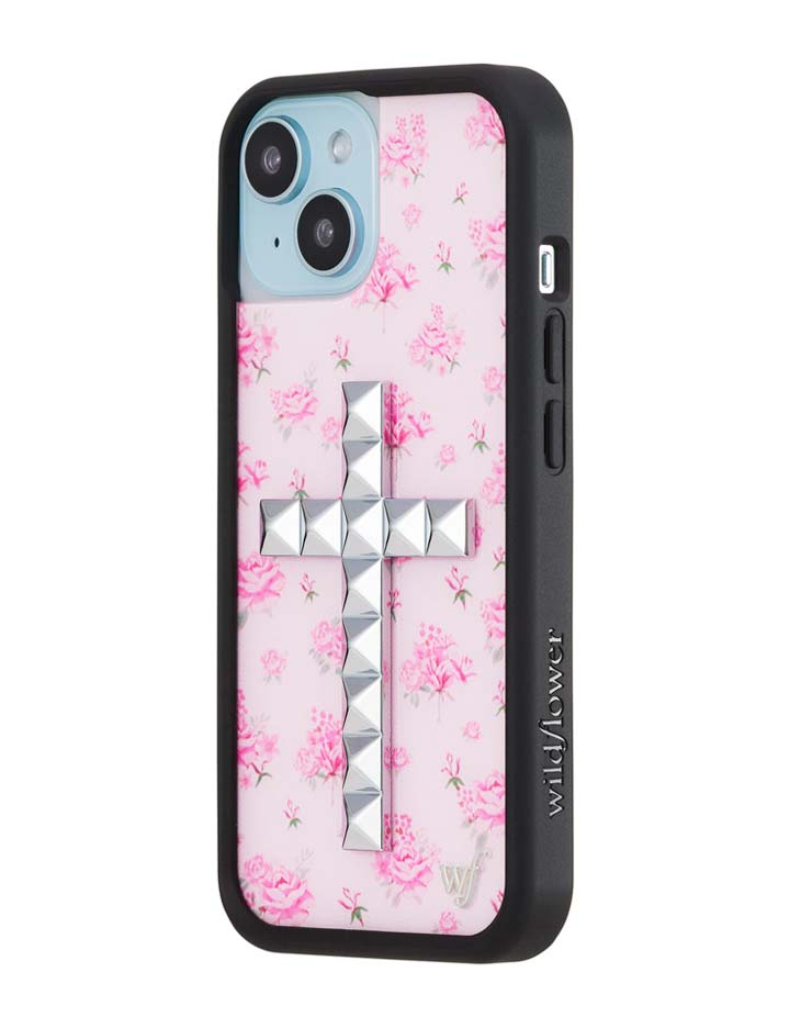 Stud Cross Forget Me Not Floral | Pink iPhone Case