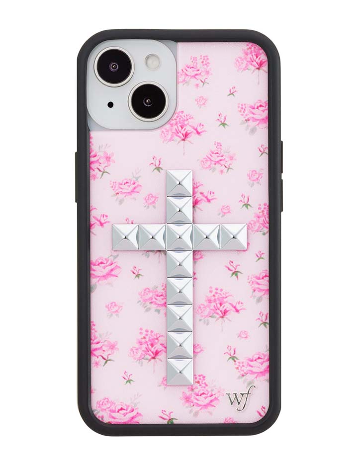 Stud Cross Forget Me Not Floral | Pink iPhone Case
