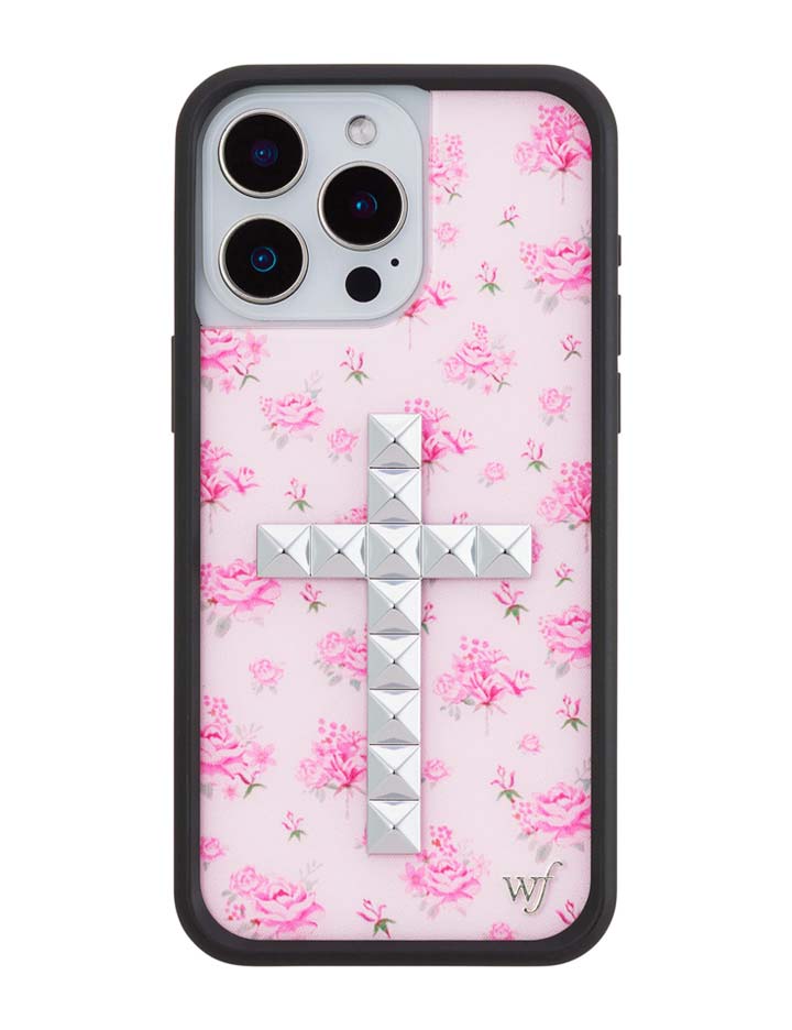 Stud Cross Forget Me Not Floral | Pink iPhone Case