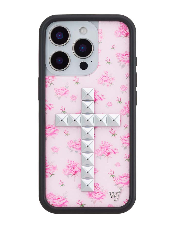 Stud Cross Forget Me Not Floral | Pink iPhone Case