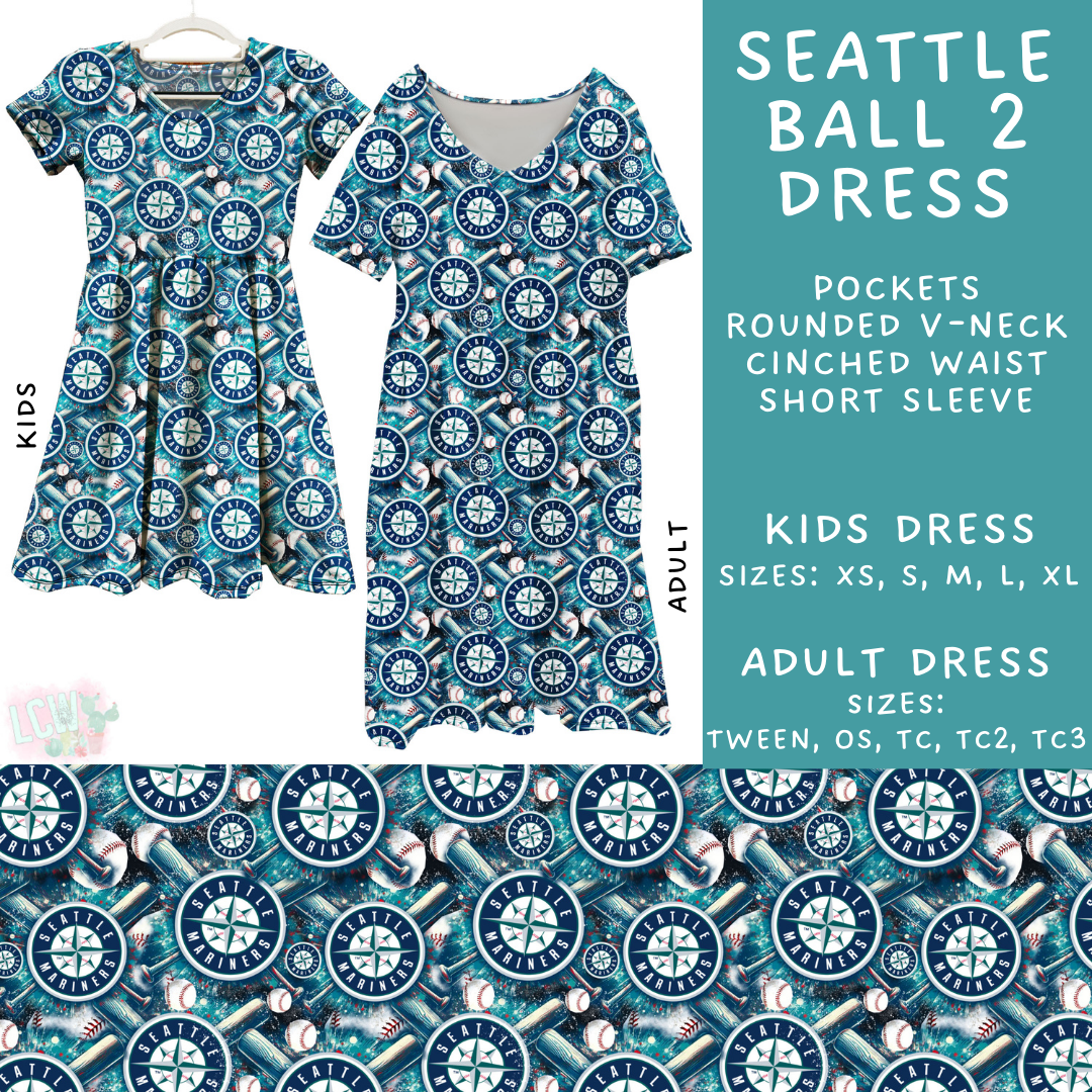 Batch #498 - Strike Out 3 - Closes 3/2 - ETA early May - Seattle Ball 2 Adult & Kids Dresses - Alonna's Legging Land