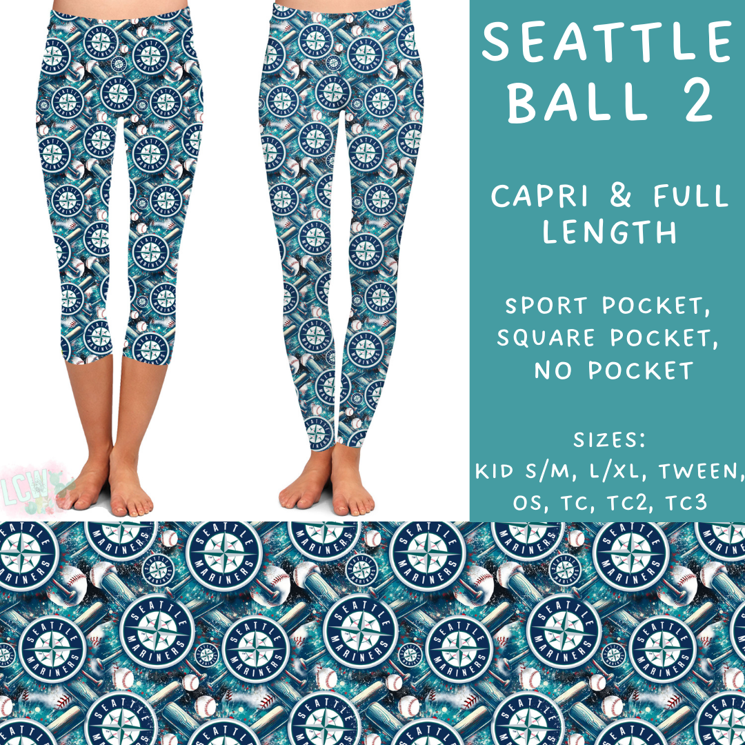 Batch #498 - Strike Out 3 - Closes 3/2 - ETA early May - Seattle Ball 2 Full and Capri Length Leggings - Alonna's Legging Land