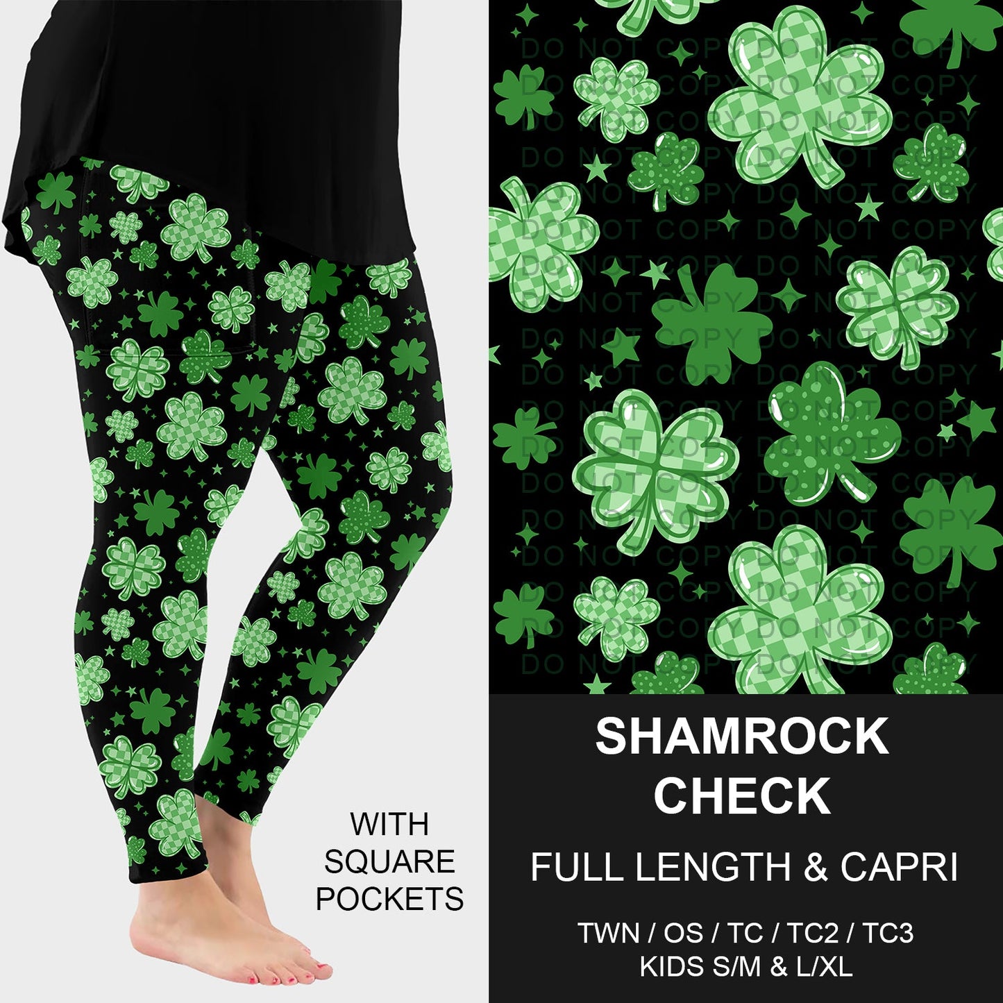 B268 - Preorder Shamrock Check Leggings w/ Pockets (Closes 12/28. ETA: mid Feb.)