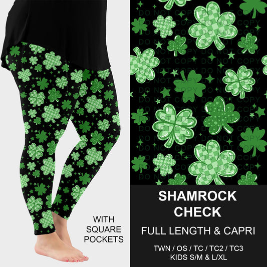 B268 - Preorder Shamrock Check Leggings w/ Pockets (Closes 12/28. ETA: mid Feb.)