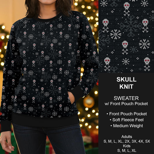 B255 - Preorder Skull Knit Sweater w/ Front Pocket (Closes 10/12. ETA early Dec.)