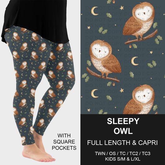 B309 - Preorder Sleepy Owl Leggings w/ Pockets (Closes 8/23. ETA: late Oct.)